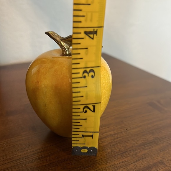 Marble Yellow Apple With Golden Stem Home Decor Paper Weight - Picture 9 of 9